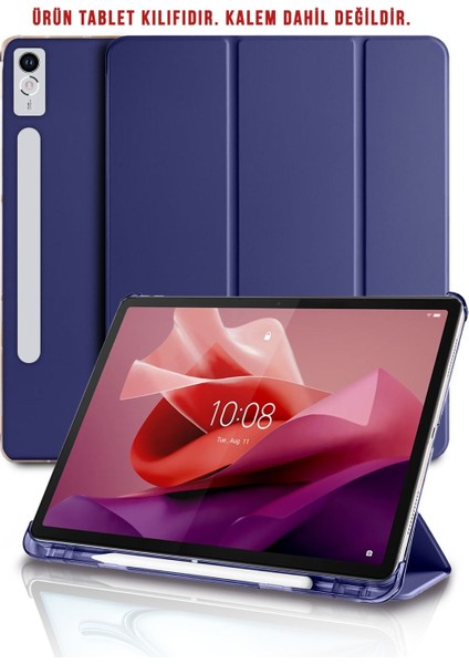 Lenovo Tab P12 Uyumlu Kılıf Kalem Bölmeli Standlı 360 Koruma Katlanabilir Pu Deri Akıllı Kapak