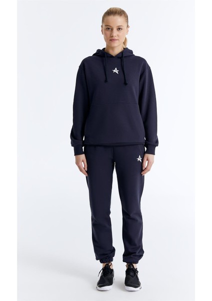 ED7749-10 Star Kadın Kapüşonlu Sweatshirt'ü Lacivert indirimleri