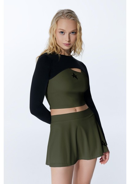 Ed 7747-08 Serena Dry-Touch Kadın Tenis Eteği Defne Yeşili ( Tenis , Golf , Pickleball , Dans )