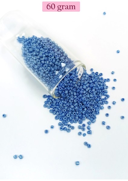 Dökme Cam Kum Boncuk (11/0) 2 mm - 60 Gram - Mavi - BNC044