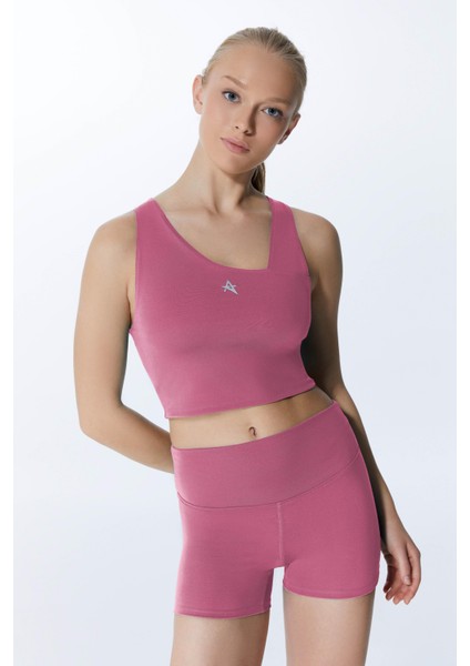 ED2308-12 Çağla Dry-Touch Yüksek Bel Kısa Tayt Gül Kurusu