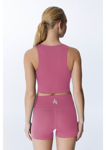 ED2308-12 Çağla Dry-Touch Yüksek Bel Kısa Tayt Gül Kurusu modelleri