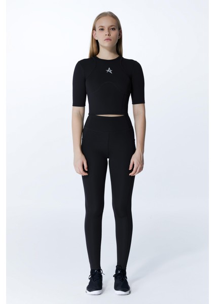Ed 2338-04 Carolina Cepli Uzun Sporcu Tayt Siyah