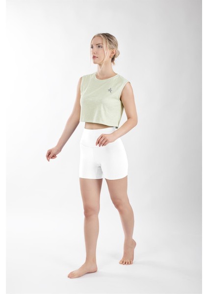 ED2308-01 Çağla Dry-Touch Yüksel Bel Kısa Tayt Beyaz modelleri