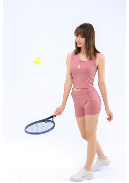 Ed 7785-09 Kısa Sporcu Tayt Gül Kurusu