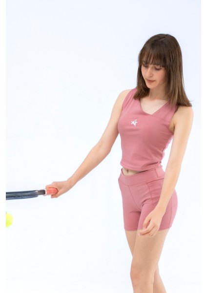 Ed 7785-09 Kısa Sporcu Tayt Gül Kurusu modelleri