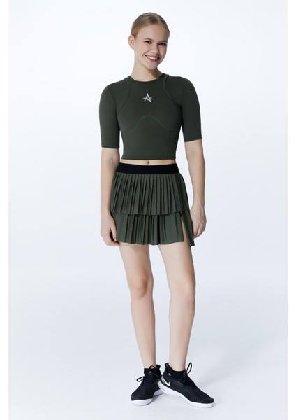 Ed 2303-05 Ada Dry-Touch Spor Etek Şortlu Defne Yeşili (Tenis, Golf, Pickleball, Dans)