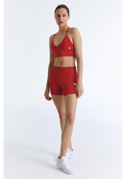 Ed 7785-03 Kısa Sporcu Tayt Koyu Kırmızı