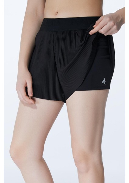 Ed 2349-02 Tamara Piliseli Sporcu Şort Siyah (Tenis, Koşu, Pilates, Yoga, Pickleball) modelleri