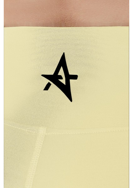 ED2308-14 Çağla Dry-Touch Yüksek Bel Kısa Tayt Sarı indirimleri