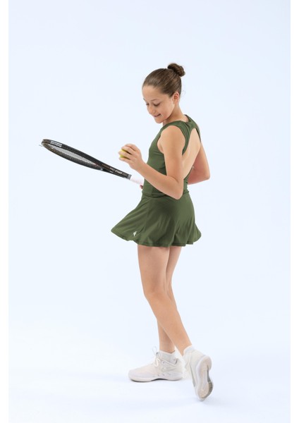 ED7747 Serena Spor Etek Haki - Kız Çocuk (Tenis, Golf, Pickleball, Dans)