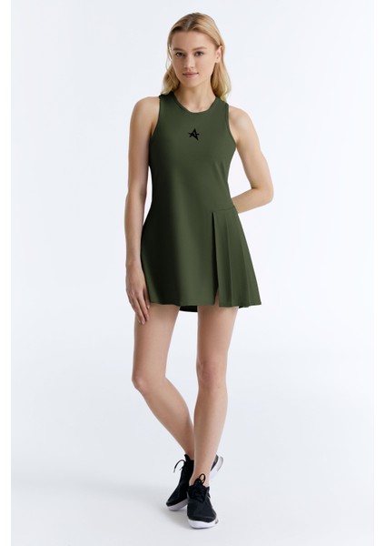 ED202301-12 Sonia Dry-Touch Kadın Tenis Elbisesi Haki ( Tenis , Golf , Pickleball , Dans )