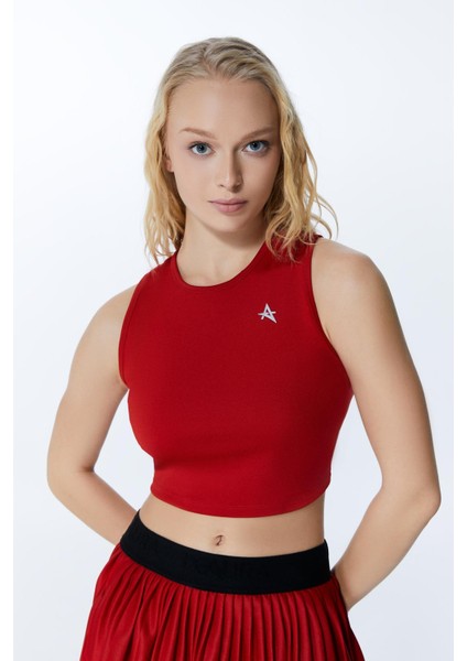 Ed 2343-01 Barty Dry-Touch Crop Kolsuz Kadın Üstü Kırmızı modelleri