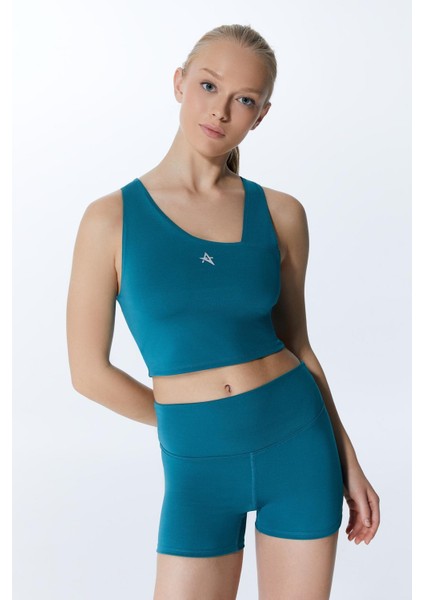 Ed 2308-02 Çağla Dry-Touch Yüksek Bel Kısa Tayt Petrol