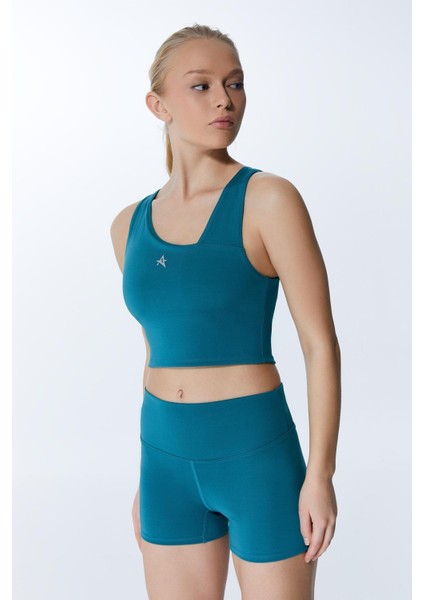 Ed 2308-02 Çağla Dry-Touch Yüksek Bel Kısa Tayt Petrol modelleri