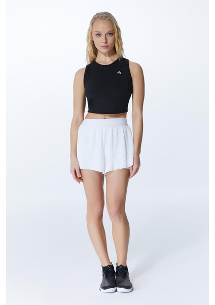 Ed 2349-01 Tamara Piliseli Sporcu Şort Beyaz (Tenis, Koşu, Pilates, Yoga, Pickleball)