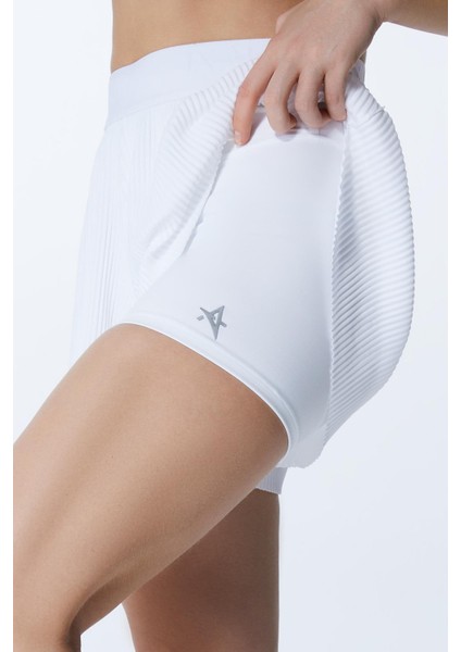 Ed 2349-01 Tamara Piliseli Sporcu Şort Beyaz (Tenis, Koşu, Pilates, Yoga, Pickleball) modelleri
