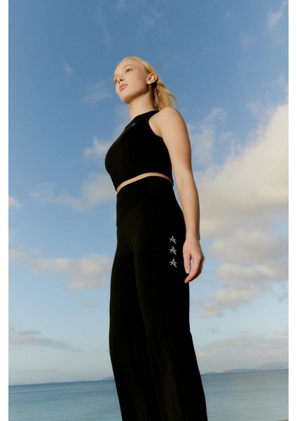 Ed 2329-01 Donatella Yoga Spor Flare Pantolon Petrol (Pilates, Koşu, Tenis, Golf)