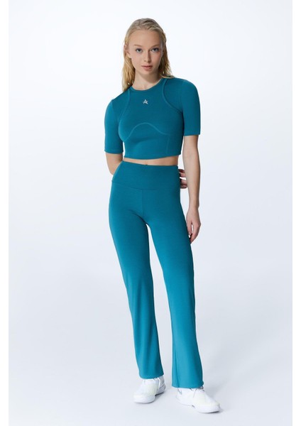 Ed 2329-01 Donatella Yoga Spor Flare Pantolon Petrol (Pilates, Koşu, Tenis, Golf) fırsatları
