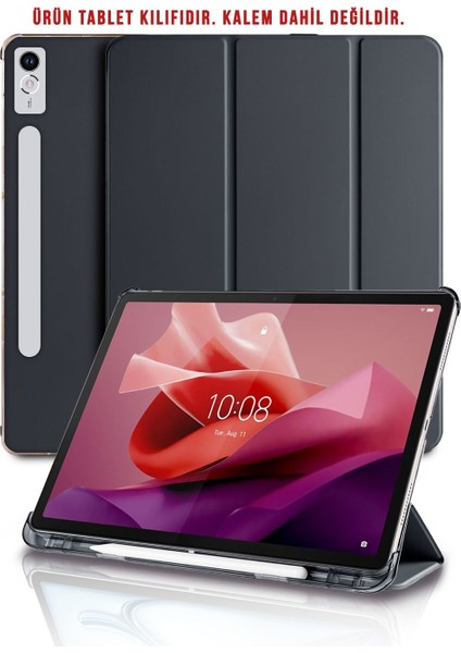 Lenovo Tab P12 Uyumlu Kılıf Kalem Bölmeli Standlı 360 Koruma Katlanabilir Pu Deri Akıllı Kapak
