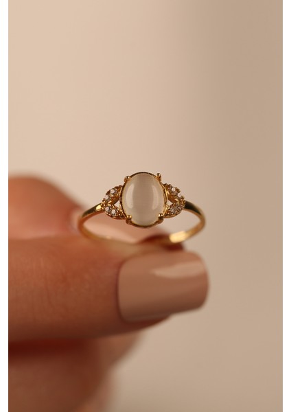 Beyaz Opal Taşlı Altın Yüzük CGKYZK0312 fiyatları