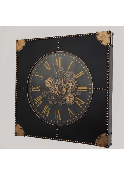 Metal Kare Çarklı Duvar Saati 80*80*8,5 cm