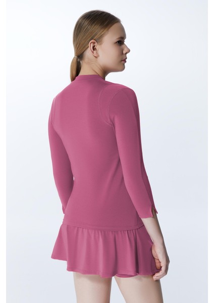 ED7755-11 Elena Dry-Touch V-Yaka Uzun Kollu Kadın Tenis , Koşu Üstü Gül Kurusu modelleri