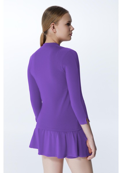 ED7755-12 Elena Dry-Touch V-Yaka Uzun Kollu Kadın Tenis , Koşu Üstü Mor modelleri