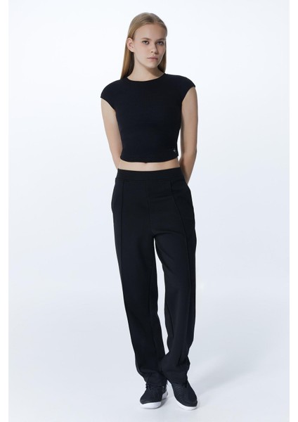 Ed 2340-02 Barbara Sırt Çapraz Detaylı Genç ve Kadın Tişört Siyah