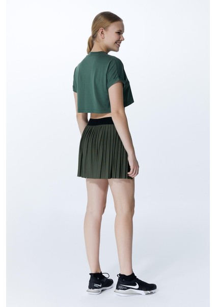 ED2307-01 Victoria Crop Pamuk Modal Genç Kız ve Kadın Tişört Haki fiyatları