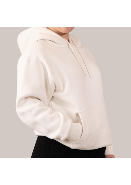 Ekru Kadın Hoodie, Kanguru Cepli, Kapüşonlu, 3 Iplik Kumaş fiyatları