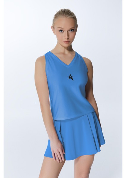 Ed 2313-07 Helen Dry-Touch Sporcu Kadın Üst Mavi , Tenis , Koşu , Pilates , Yoga , Fitness