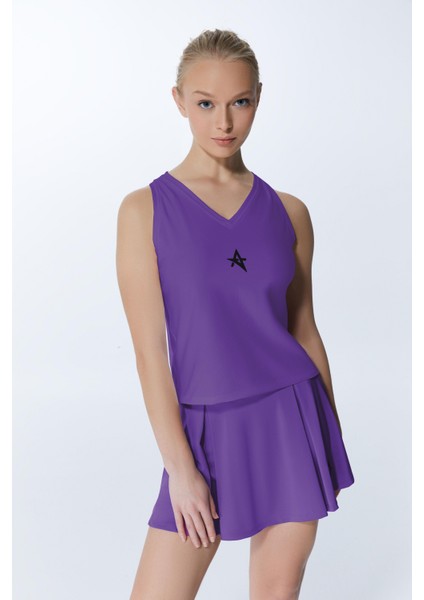 Ed 2313-08 Helen Dry-Touch Sporcu Kadın Üst Mor , Tenis , Koşu , Pilates , Yoga , Fitness