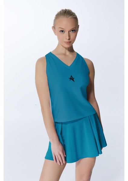 Ed 2313-09 Helen Dry-Touch Sporcu Kadın Üst Petrol , Tenis , Koşu , Pilates , Yoga , Fitness