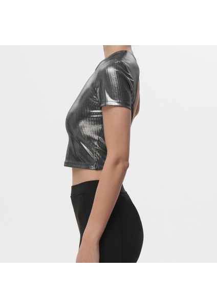 Ed 2305-11 Valentina Sırt Detayıı Dry Touch Kısa Kollu Tişört Gümüş Metalik fiyatları