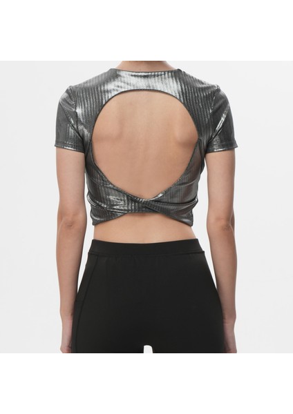 Ed 2305-11 Valentina Sırt Detayıı Dry Touch Kısa Kollu Tişört Gümüş Metalik modelleri