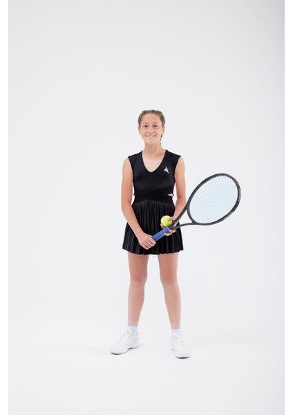 Ed 2365-10 Adriana Spor Elbise Çocuk - Siyah (Tenis, Golf, Pickleball, Dans)
