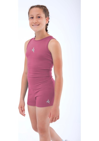 Ed 2308-12 Çağla Dry-Touch Yüksek Bel Kısa Kız Çocuk Tayt Gülkurusu