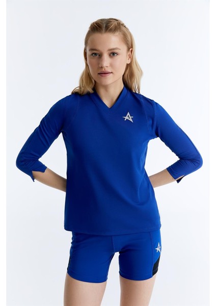 ED7755-05 Elena Dry-Touch V-Yaka Uzun Kollu Kadın Tenis , Koşu Üstü , Royal modelleri