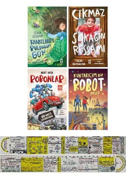 Kanatlarımı Bulduğum Gün / Çıkmaz Sokağın Ressamı / Robonlar / Kurtarıcım Bir Robot Mu 4 Kitap Set (Matematik Öğreten Cetvel)