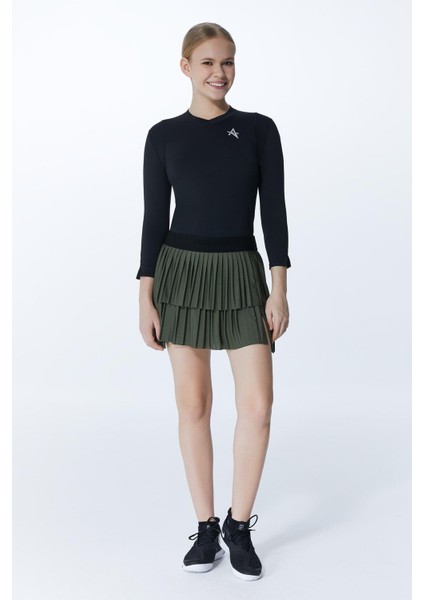 ED7755-06 Elena Dry-Touch V-Yaka Uzun Kollu Kadın Tenis , Koşu Üstü , Siyah fırsatları