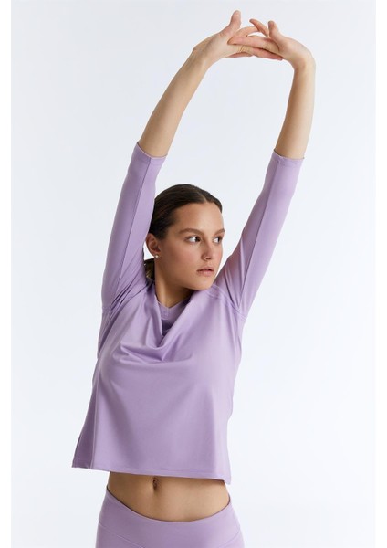 ED7755-02 Elena Dry-Touch V-Yaka Uzun Kollu Kadın Tenis , Koşu Üstü , Lila fiyatları