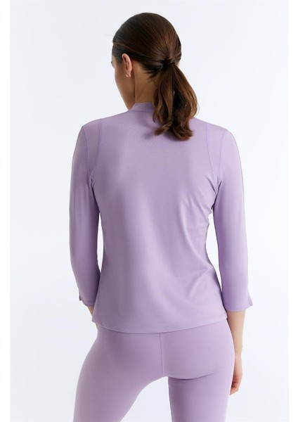 ED7755-02 Elena Dry-Touch V-Yaka Uzun Kollu Kadın Tenis , Koşu Üstü , Lila fırsatları