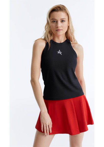 ED7744-06 Sabalenka Dry-Touch Yüzücü Yaka Kadın Tenis , Koşu Atleti Siyah