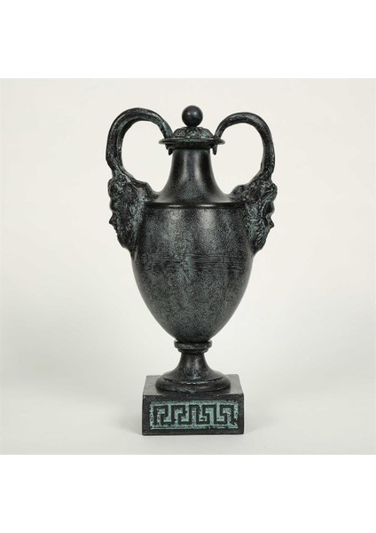 Metal Green Kapaklı Vazo 14*20*38 cm