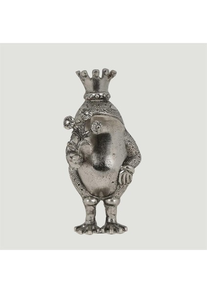 Metal Sılver Kral Kurbağa 11*13*28 cm