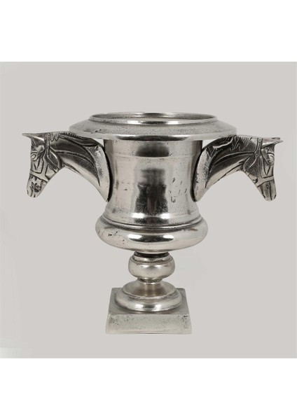 Metal Silver Atlı Vazo 24*37*31 cm