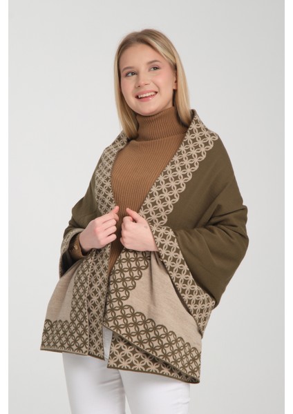 Halkalı Desenli Omuz Şalı, Çift Yönlü Kulanıma Uygun Şık Rahat Omuz Şalı, Triko Omuz Şalı, Omuz Şalı fiyatları