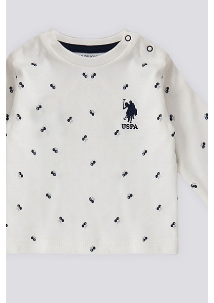 Krem Çıtçıtlı Bisiklet Yaka Kiraz Desen Bebek 2'li Takım modelleri