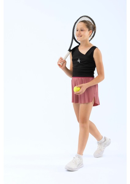 Ed 2349-07 Tamara Dry-Touch Piliseli Kız Çocuk Şort Gül Kurusu (Tenis, Koşu, Pilates, Yoga, Pickleball) modelleri